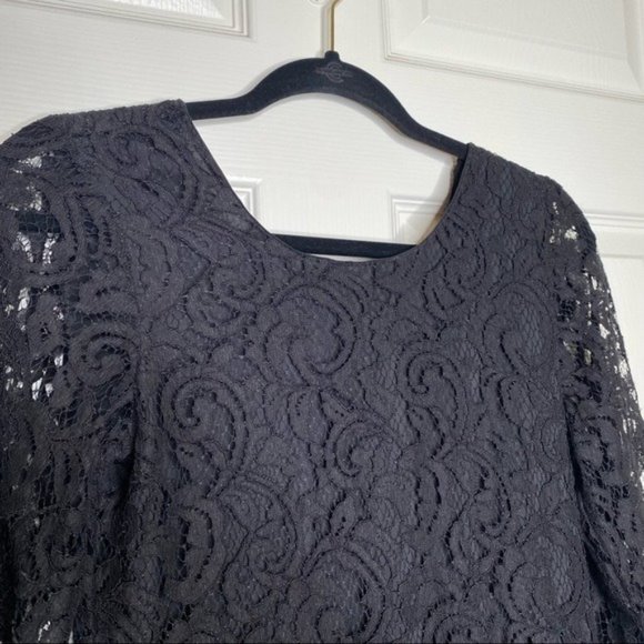 LoveShackFancy Dress Baroque Lace Bell Sleeve Mini in Black Size Small - Picture 5 of 11